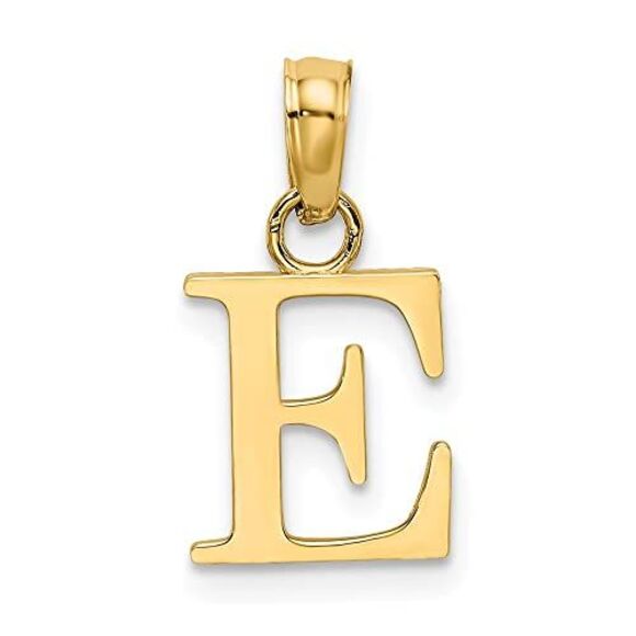 10K Yellow Gold Polished E Block Initial Charm - Picture 5 of 9